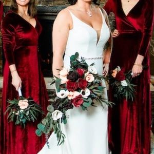 Baltic Born Bridesmaid Dress. Wrap Style in Merlot